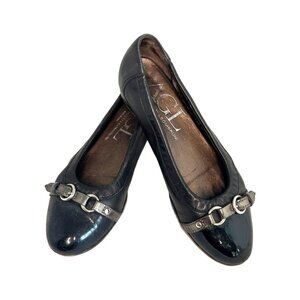 AGL Ballet Flats Cap Toe  Black Leather Ballet Flats 35.5